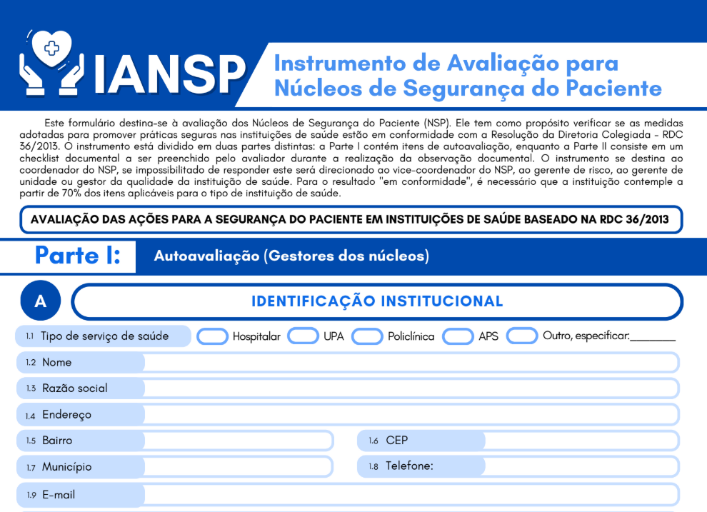 Instrumento de Avaliação para Núcleos de Segurança do Paciente